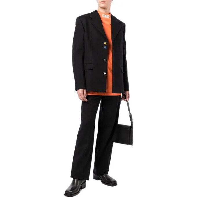 Off-White Herre SS22 Midt i livet Ensfarget Rett Casual Bukser/Lange bukser Versjon Svart