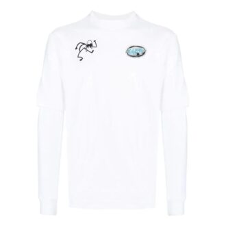 Off-White Herre SS22 Minimalistisk Graffiti-trykk Langermet Versjon Hvit T-skjorte