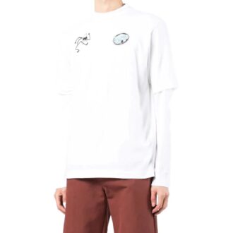 Off-White Herre SS22 Minimalistisk Graffiti-trykk Langermet Versjon Hvit T-skjorte