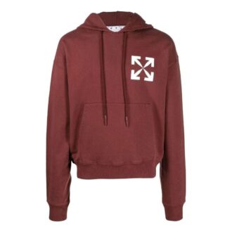 Off-White Herre SS22 Mønster Logo Hette Langermet Versjon Vinrød