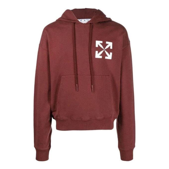 Off-White Herre SS22 Mønster Logo Hette Langermet Versjon Vinrød