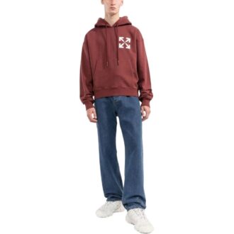 Off-White Herre SS22 Mønster Logo Hette Langermet Versjon Vinrød