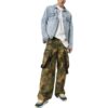 Off-White Herre SS22 Mønstertrykk Cargo Casual Bukser/Løse Passform Grønn