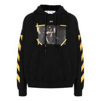 Off-White Herre SS22 Mønstertrykk Hette Langermet Versjon Svart