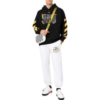 Off-White Herre SS22 Mønstertrykk Hette Langermet Versjon Svart