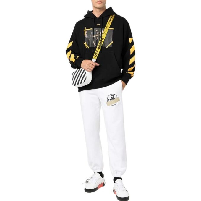 Off-White Herre SS22 Mønstertrykk Hette Langermet Versjon Svart