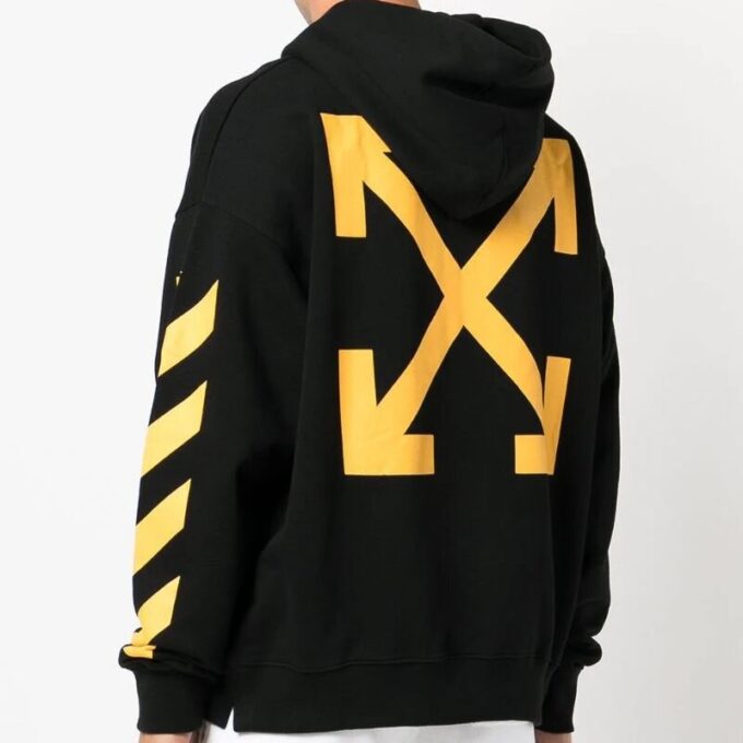 Off-White Herre SS22 Mønstertrykk Hette Langermet Versjon Svart