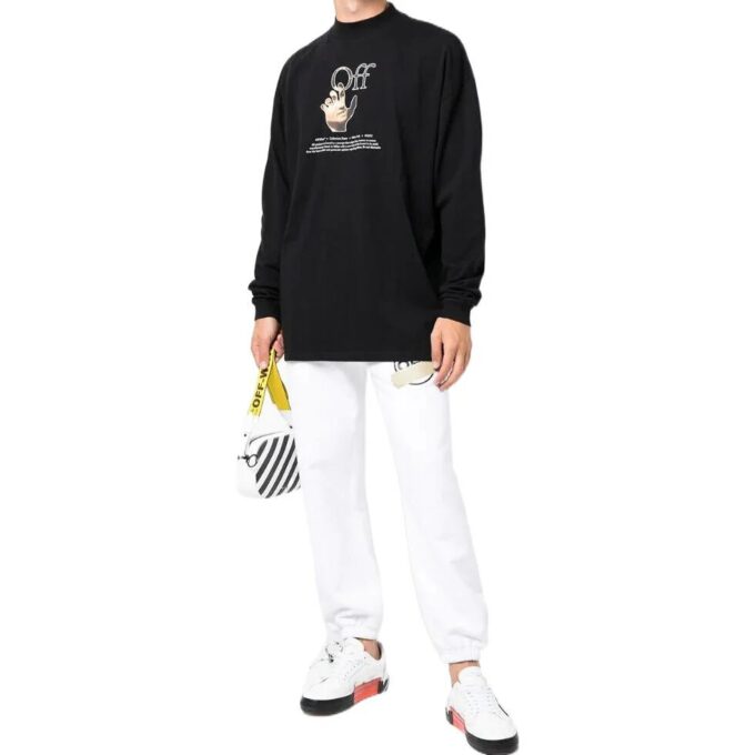 Off-White Herre SS22 Mønstertrykk Langermet Versjon Svart