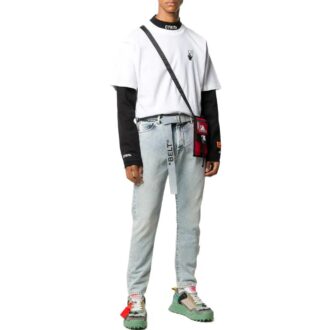 Off-White Herre SS22 Pilmønster Løs kortærmet hvit T-skjorte med Arrows-mønster