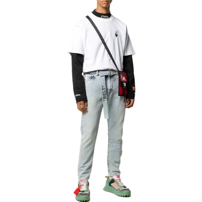 Off-White Herre SS22 Pilmønster Løs kortærmet hvit T-skjorte med Arrows-mønster