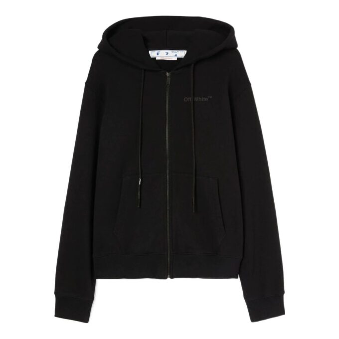 Off-White Herre SS22 Printing Zipper Jacket Svart