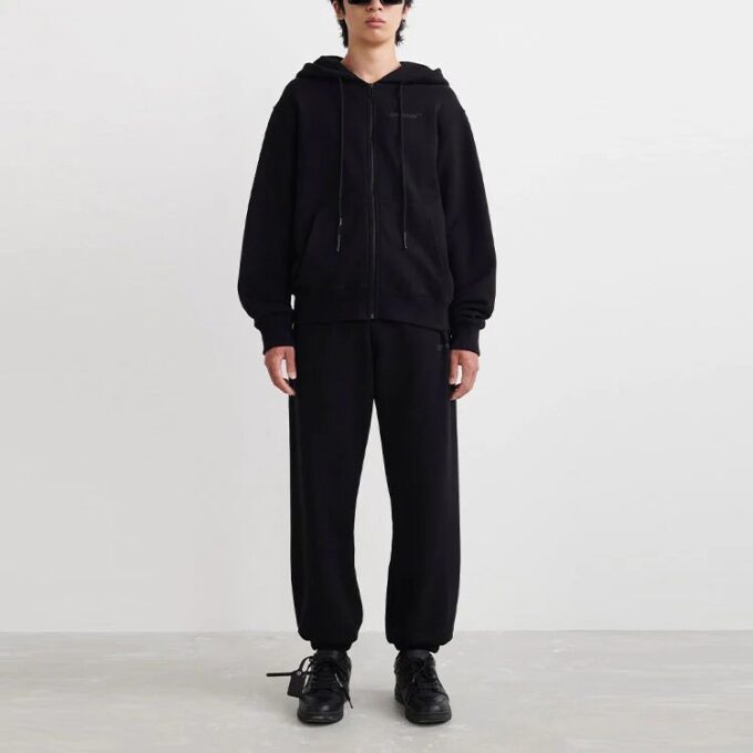 Off-White Herre SS22 Printing Zipper Jacket Svart