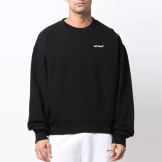 Off-White Herre SS22 Rundhalset genser med Arrows-mønster, løs passform, svart