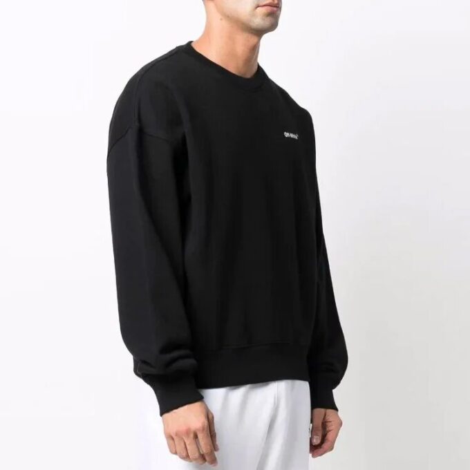 Off-White Herre SS22 Rundhalset genser med Arrows-mønster, løs passform, svart