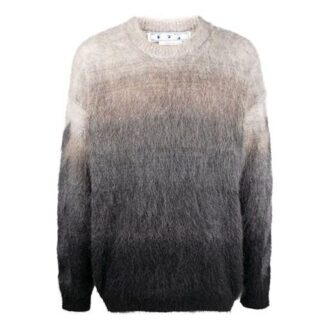 Off-White Herre SS22 Rundhalset gradient-pullover i ull, grå