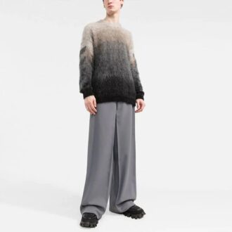 Off-White Herre SS22 Rundhalset gradient-pullover i ull, grå