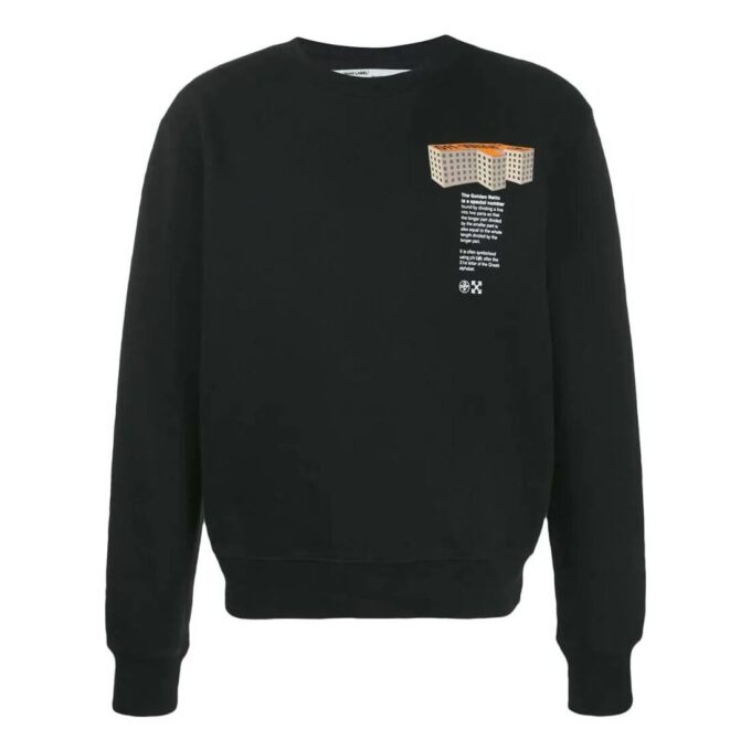 Off-White Herre SS22 Rundhalset mønster Alfabet-trykk Pullover Langermet versjon Svart