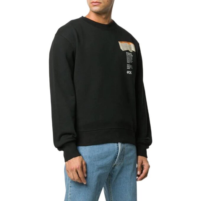 Off-White Herre SS22 Rundhalset mønster Alfabet-trykk Pullover Langermet versjon Svart