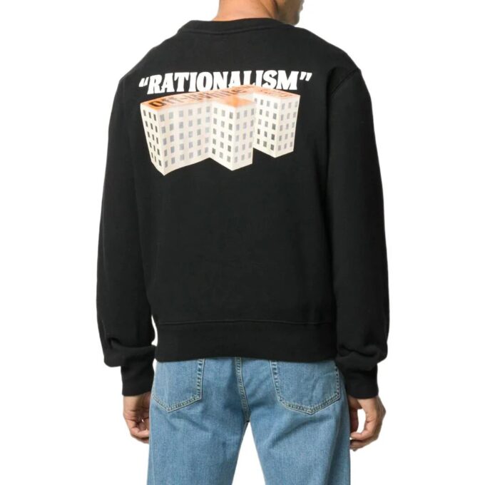 Off-White Herre SS22 Rundhalset mønster Alfabet-trykk Pullover Langermet versjon Svart