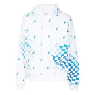 Off-White Herre SS22 Rutenettlogo-trykk Pullover Versjon Blå Hvit