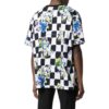 Off-White Herre SS22 Rutete blomstertrykk Rund hals Kort ermet Løs passform Svart T-skjorte