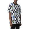 Off-White Herre SS22 Rutete blomstertrykk Rund hals Kort ermet Løs passform Svart T-skjorte