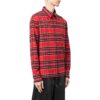 Off-White Herre SS22 Rutete Logo Brodert Revers Langermet Løs Passform Rød Skjorte