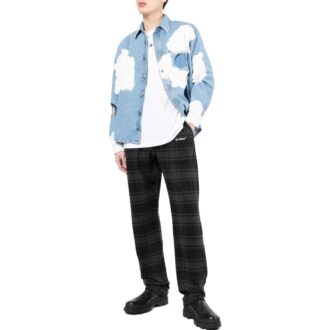 Off-White Herre SS22 rutete, rette fritidsbukser/bukser, svart