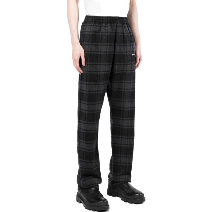 Off-White Herre SS22 rutete, rette fritidsbukser/bukser, svart