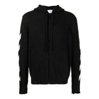 Off-White Herre SS22 Rygg Klassisk Logo-trykk Glidelås Hette Langermet Vanlig versjon Svart