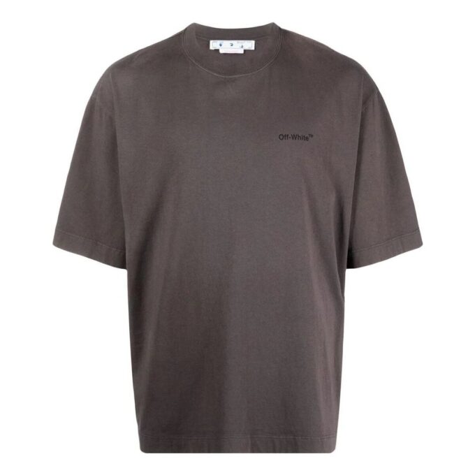 Off-White Herre SS22 Rygg Klassisk Logo-trykk Rundhalset Kortærmet Vanlig versjon Brun T-skjorte