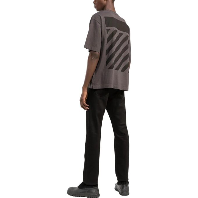 Off-White Herre SS22 Rygg Klassisk Logo-trykk Rundhalset Kortærmet Vanlig versjon Brun T-skjorte