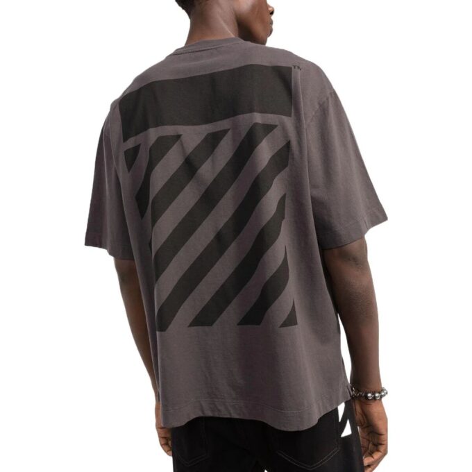 Off-White Herre SS22 Rygg Klassisk Logo-trykk Rundhalset Kortærmet Vanlig versjon Brun T-skjorte