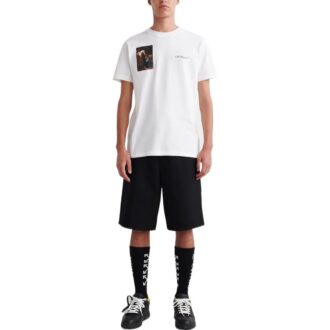 Off-White Herre SS22 Ryggmaling Trykk Rundhalset Kortærmet Hvit T-skjorte