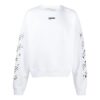 Off-White Herre SS22 Ryggpil-trykk Rund hals Langermet Løs passform Hvit