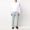 Off-White Herre SS22 Ryggpil-trykk Rund hals Langermet Løs passform Hvit