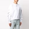 Off-White Herre SS22 Ryggpil-trykk Rund hals Langermet Løs passform Hvit