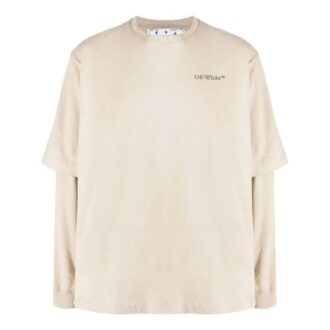 Off-White Herre SS22 Ryggtrykk Langermet T-skjorte med løs passform