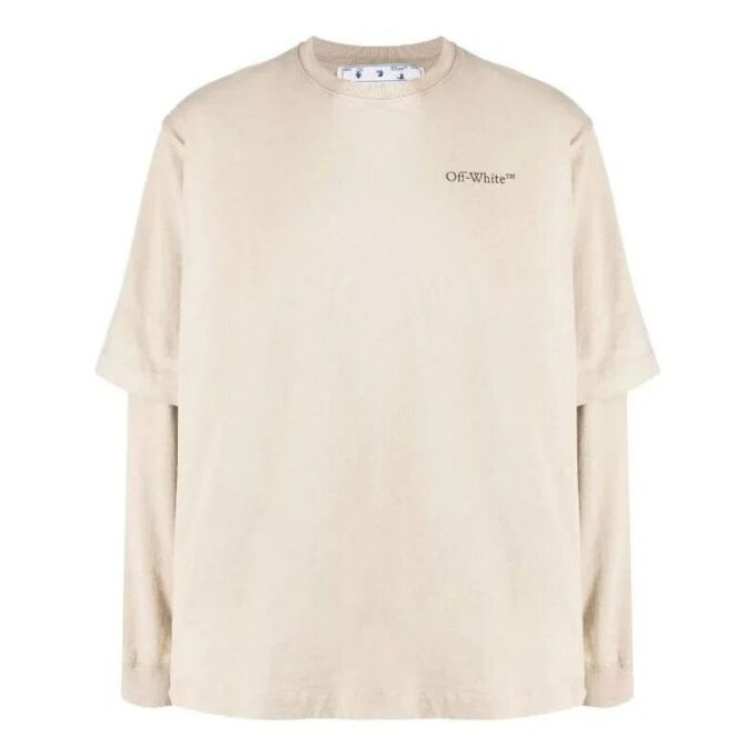 Off-White Herre SS22 Ryggtrykk Langermet T-skjorte med løs passform
