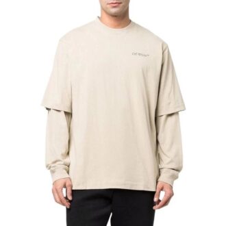 Off-White Herre SS22 Ryggtrykk Langermet T-skjorte med løs passform