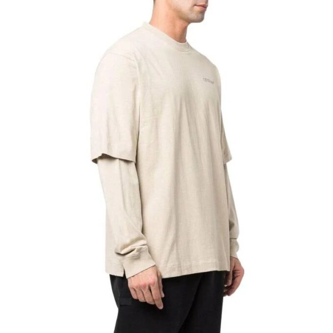 Off-White Herre SS22 Ryggtrykk Langermet T-skjorte med løs passform