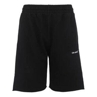 Off-White Herre SS22 Side Logo Arrow-trykk Shorts Løs Passform Svart