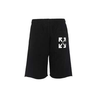 Off-White Herre SS22 Side Logo Arrow-trykk Shorts Løs Passform Svart
