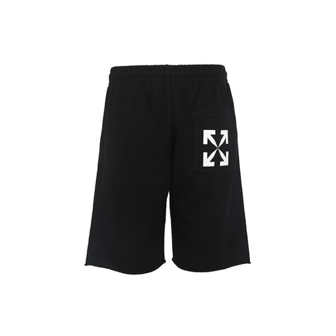 Off-White Herre SS22 Side Logo Arrow-trykk Shorts Løs Passform Svart