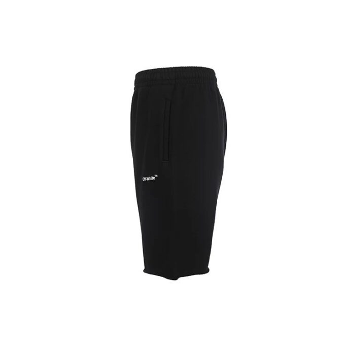 Off-White Herre SS22 Side Logo Arrow-trykk Shorts Løs Passform Svart