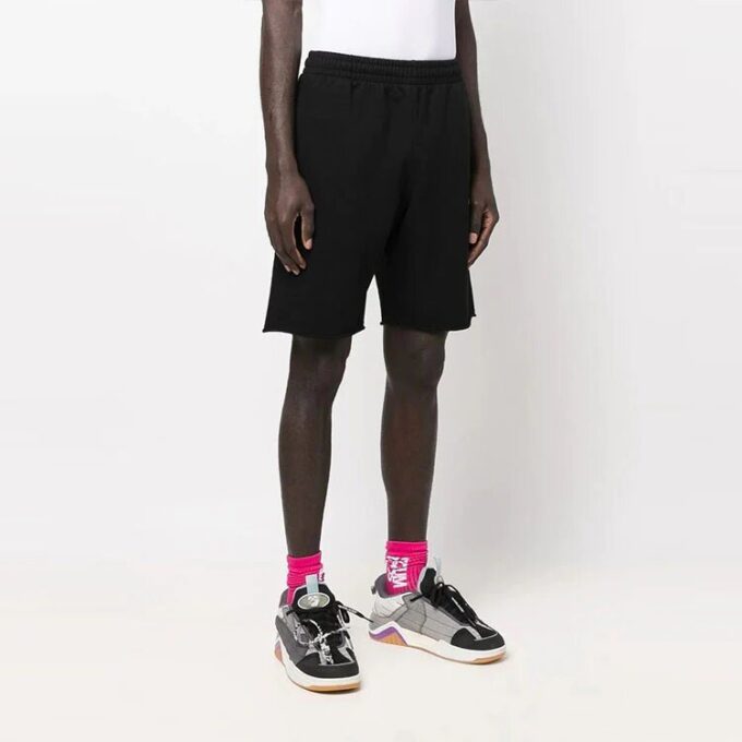 Off-White Herre SS22 Side Logo Arrow-trykk Shorts Løs Passform Svart