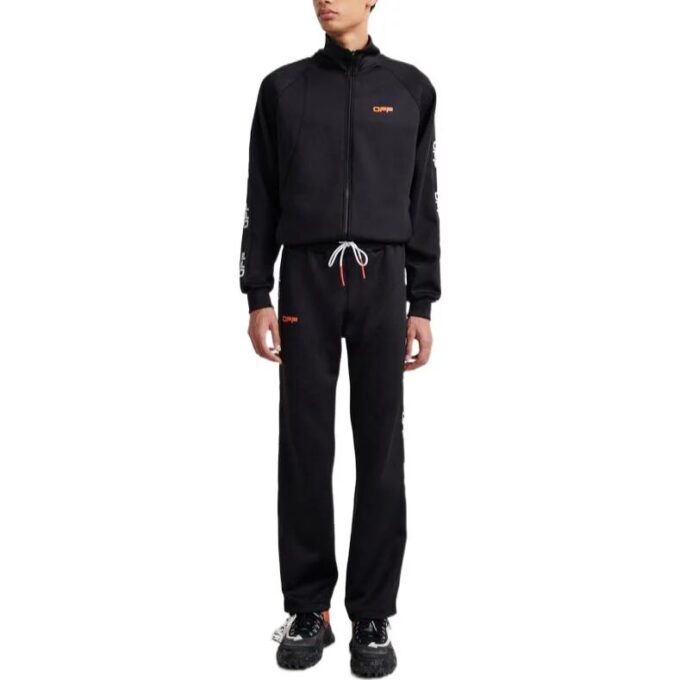 Off-White Herre SS22 Side Logo Snøring Rett Sportsbukser/Joggebukser Vanlig versjon Svart