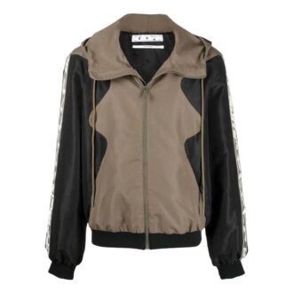 Off-White Herre SS22 Splicing Kontrastfarger Uformell hettejakke Versjon Khaki