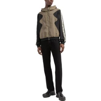 Off-White Herre SS22 Splicing Kontrastfarger Uformell hettejakke Versjon Khaki