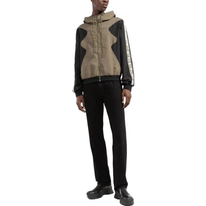 Off-White Herre SS22 Splicing Kontrastfarger Uformell hettejakke Versjon Khaki